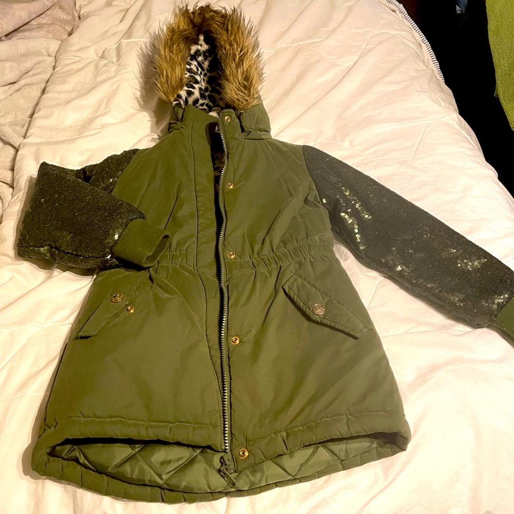 Girl’s Justice sequin sleeve coat 8/10